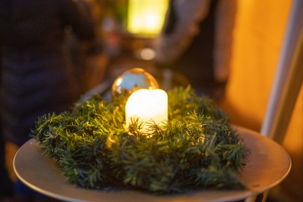 Tannenkranz mit Kerze
